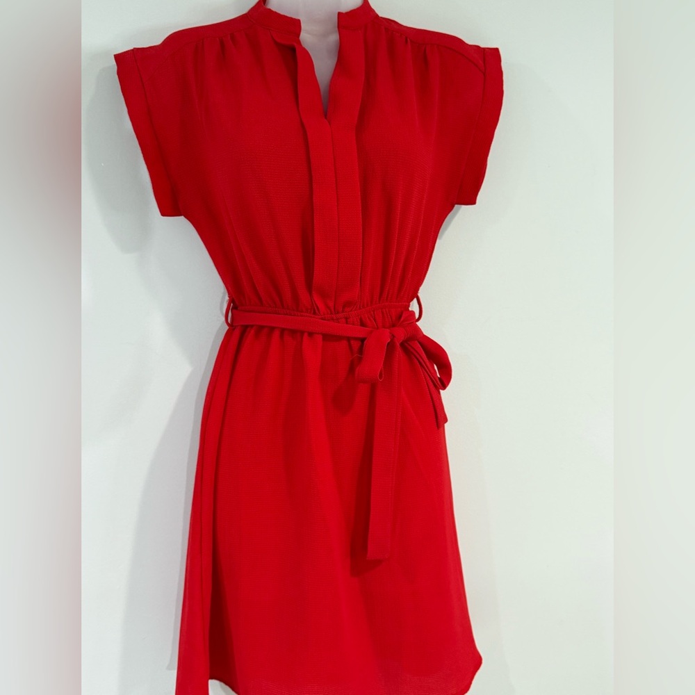 Monteau Red V-Neck Wrap Sundress Midi